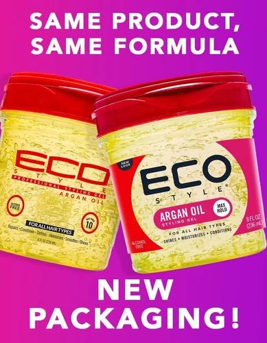 Eco Style Moroccan Argan Oil Styling Gel 3 Pack 8 oz | Strong Hold Hair Gel | Nourishing & Moisturizing Hair Styling Gel