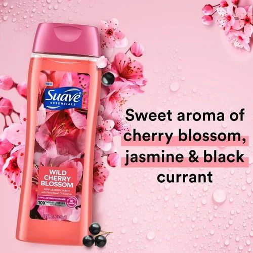 Suave Body Wash Variety Pack 18 fl oz | Sweet Pea & Violet + Wild Cherry Blossom | Moisturizing & Refreshing Body Wash
