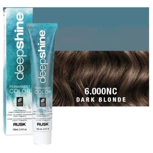 Rusk Deepshine Permanent Hair Color 6.000 NC Dark Blonde 3.4 fl oz | Vibrant Blonde Hair Dye | Professional Salon Hair Color