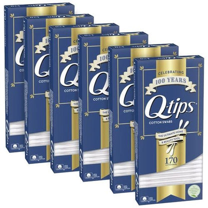 Q-tips Soft Cotton Swabs 170 Count 6 Pack | Beauty & Personal Care | Gentle & Multi-Purpose Cotton Tips