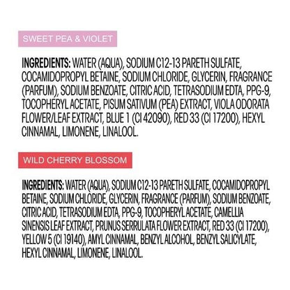 Suave Body Wash Variety Pack 18 fl oz | Sweet Pea & Violet + Wild Cherry Blossom | Moisturizing & Refreshing Body Wash