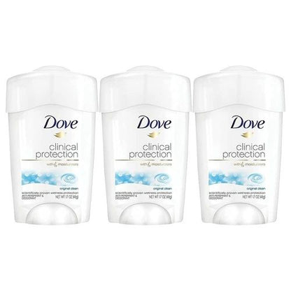 Dove Clinical Protection Antiperspirant Deodorant 3 Pack 1.7 oz | Long-Lasting Sweat & Odor Protection | Sensitive Skin Formula