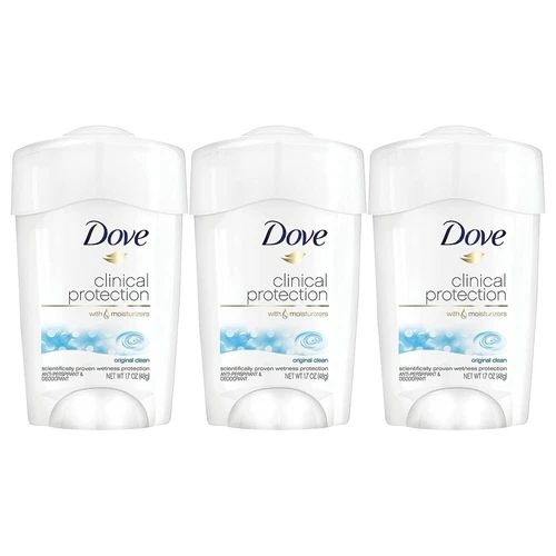 Dove Clinical Protection Antiperspirant Deodorant 3 Pack 1.7 oz | Long-Lasting Sweat & Odor Protection | Sensitive Skin Formula