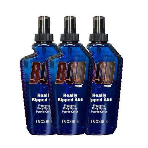 BOD Man Fragrance Body Spray 3 Pack Really Ripped Abs 8 fl oz | Men’s Deodorant & Body Spray | Long-Lasting Fresh Scent