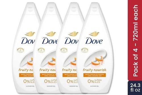 Dove Shower Gel Fruity Nourish 4 Pack 720 ml | 24.3 fl oz Each | Moisturizing & Refreshing Body Wash